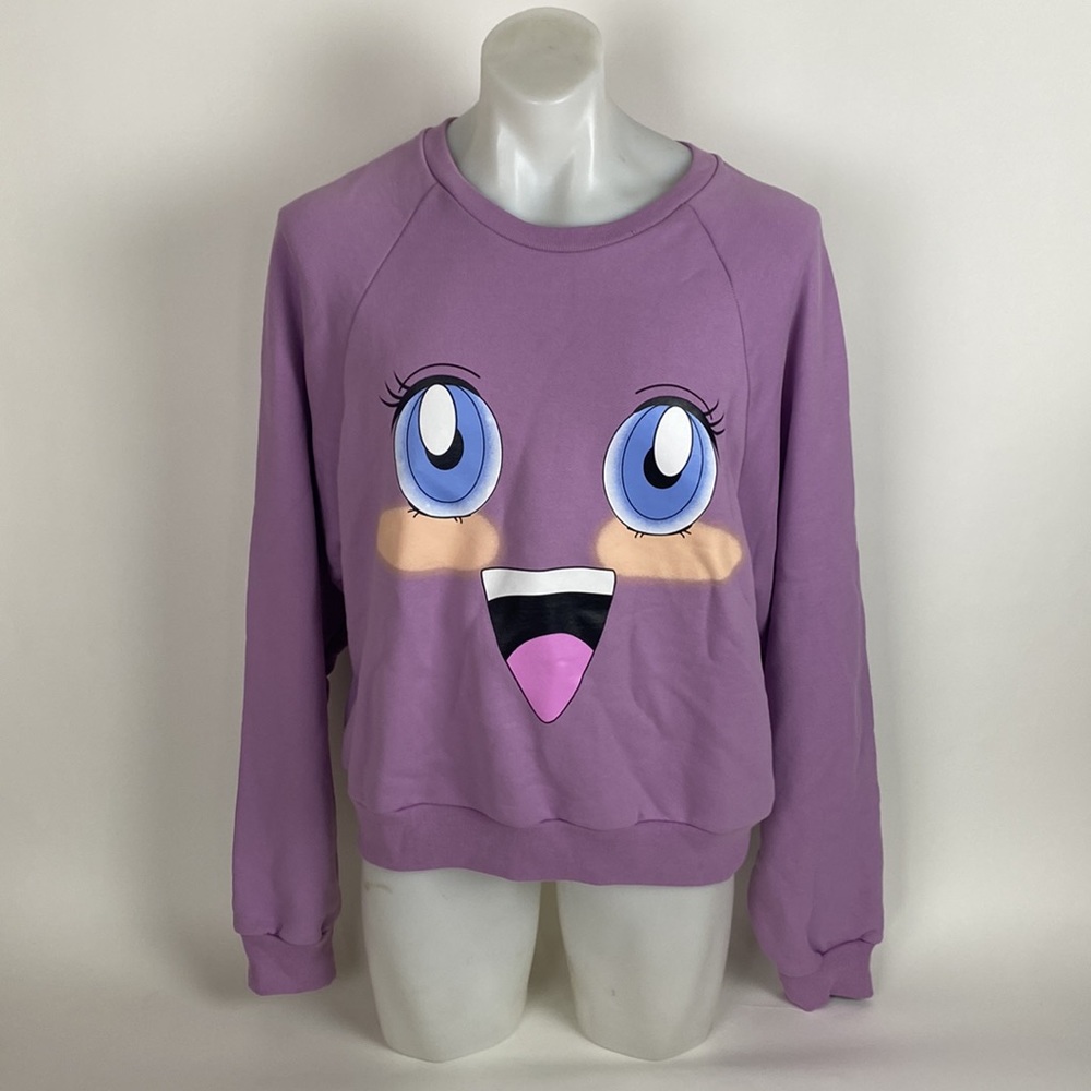 LIBERAL YOUTH MINISTRY LYM01T122 WOMENS EMOJI SWEATSHIT LILAC SIZE M